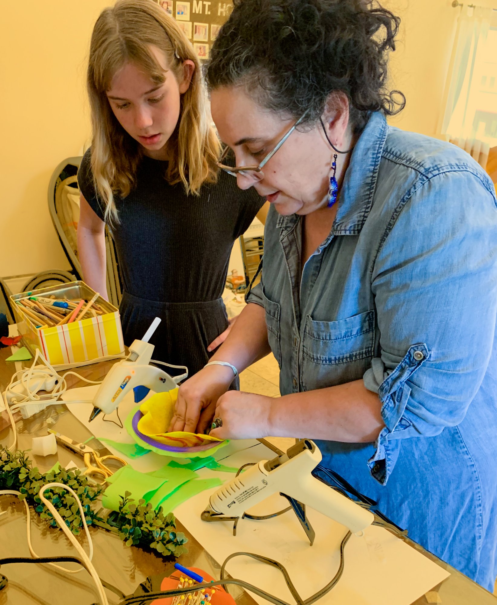 Students with dress form